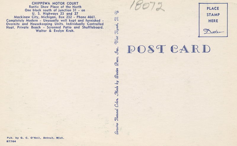 Chippewa Motor Court - Vintage Postcard (newer photo)